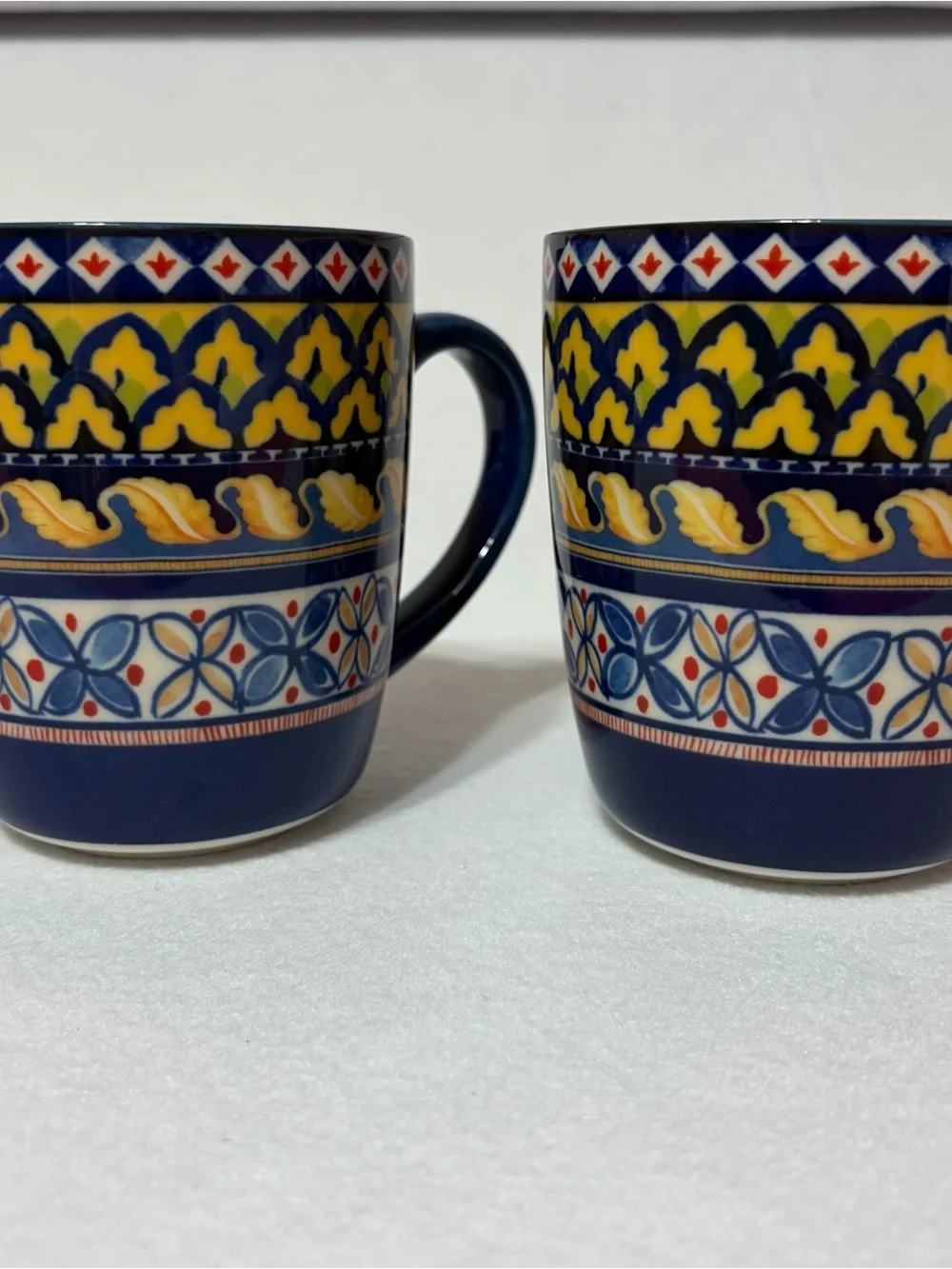 Williams Sonoma Blue Mediterranean Tile Mugs Set of 2